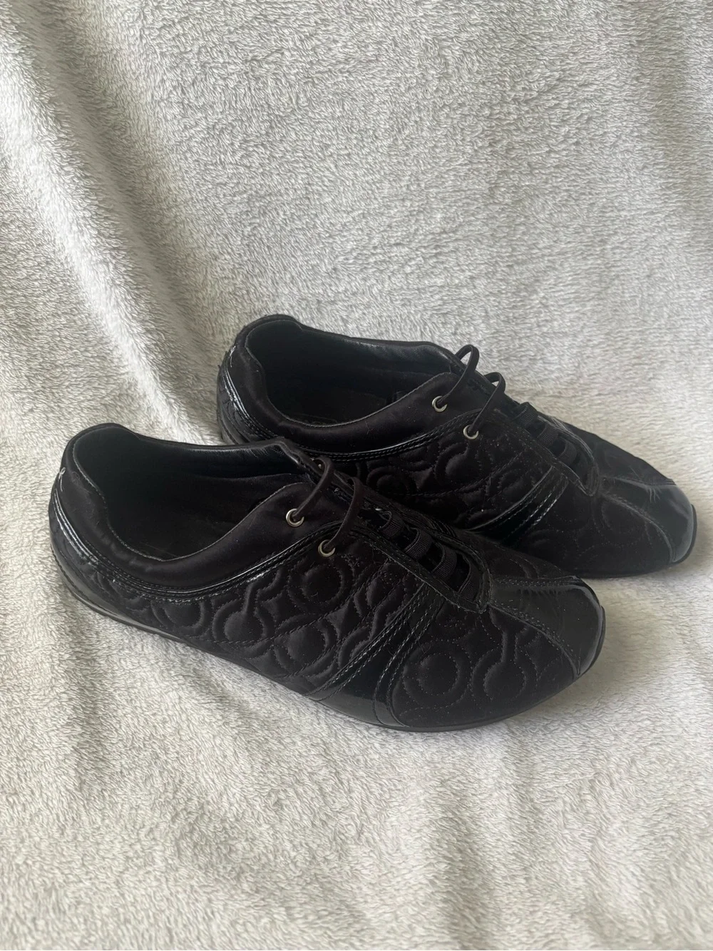 Coach Kellie Women's Black Quilted Logo Lace-Up Low Top Sneaker Size 8.5